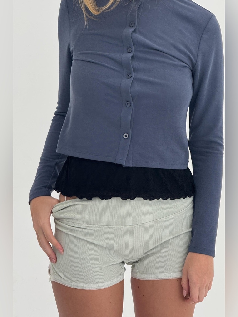 Second Skin The Ribbed Knit Hot Short in Sage